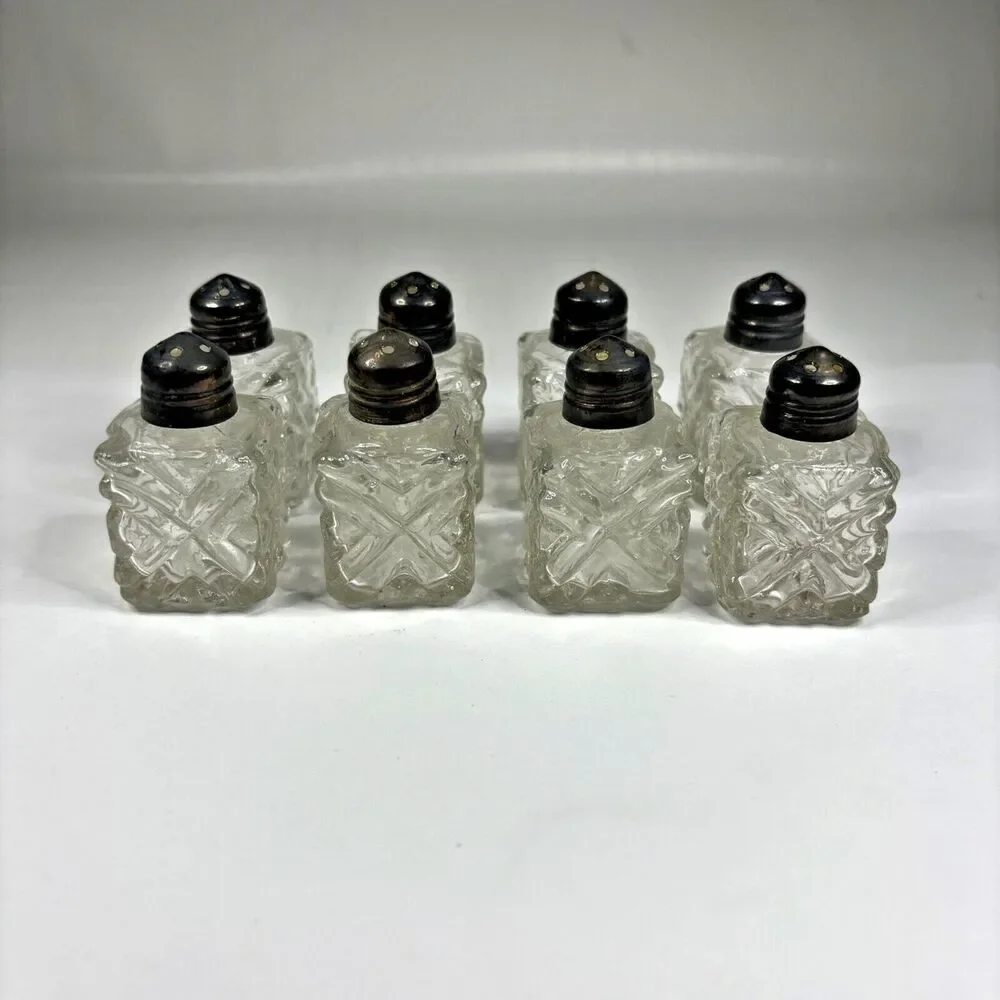 Silver Plated Individual Salt Pepper Shakers Czech Republic Vintage Lot 8